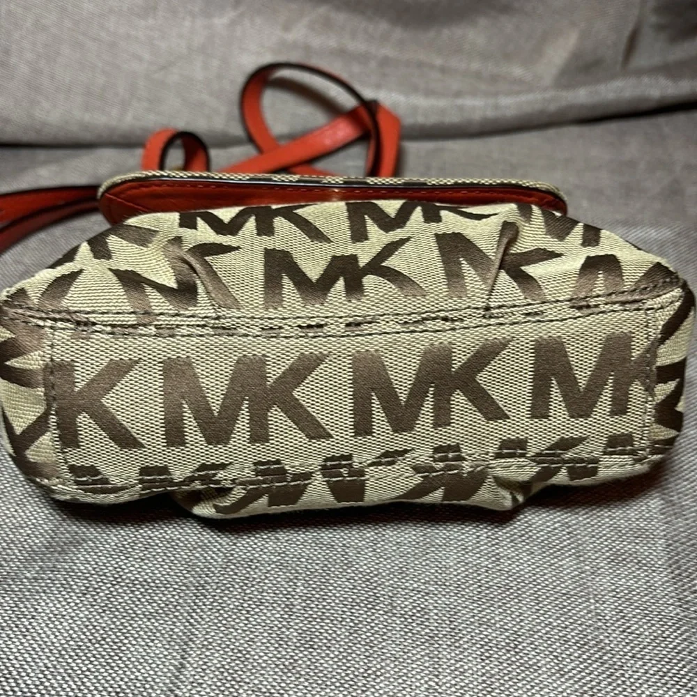 Michael Kors Tan Signature Jacquard Mini Crossbody